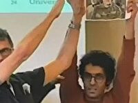 دانشجوی بوشهری دانشگاه سوئد تصویر سرداران مقاومت را بالای سر برد ‌‌