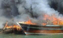 آتشسوزی ۵ لنج در عسلویه/ ۴ شناور کاملا سوختند