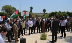 تجمع دانشجویان دانشگاه خلیج فارس در حمایت از خیزش ضد صهیونیستی