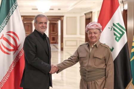 دیدار و گفت‌وگوی مسعود پزشکیان با مسعود بارزانی